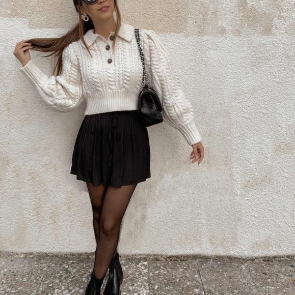 ZARA | Bloggers Fave Cropped Cable Knit Sweater - Picture 4 of 16